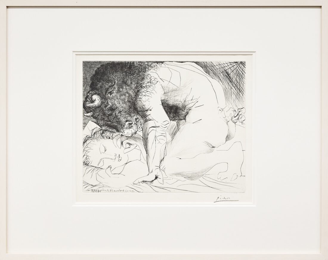 Pablo Picasso 66. Minotaure caressant une dormeuse [Minotaur Caressing a Sleeping Woman], 18.6.1933 and end of 1934