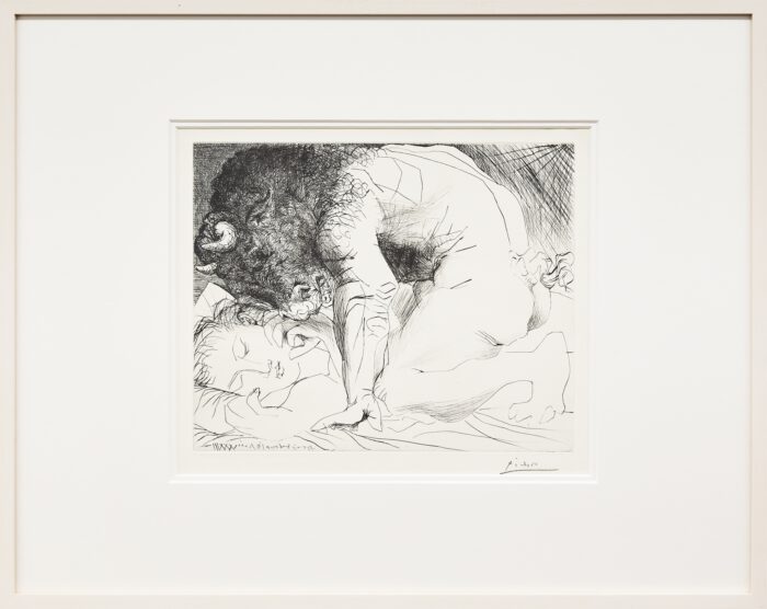 Pablo Picasso 66. Minotaure caressant une dormeuse [Minotaur Caressing a Sleeping Woman], 18.6.1933 and end of 1934